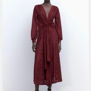 Zara lace burgundy maxi dress